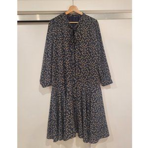 Vintage Small Ditsy Print Dress with Adjustable Ribbon